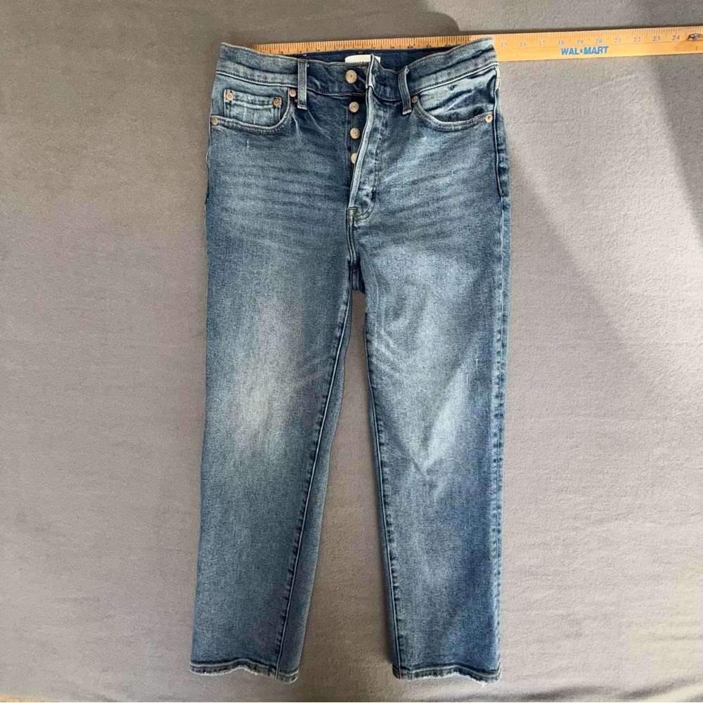 Pistola Button Fly High Rise cropped distressed Jeans Cotton size‎ 28